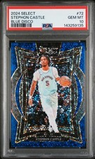 2024-25 Select Stephon Castle Blue Disco #72 RC /25  ROY Spurs 💎PSA 10💎 Pop 1