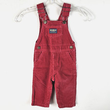 Vintage Osh Kosh B'Gosh Corduroy Red Vestbak Bib Overalls Size 24m Months USA