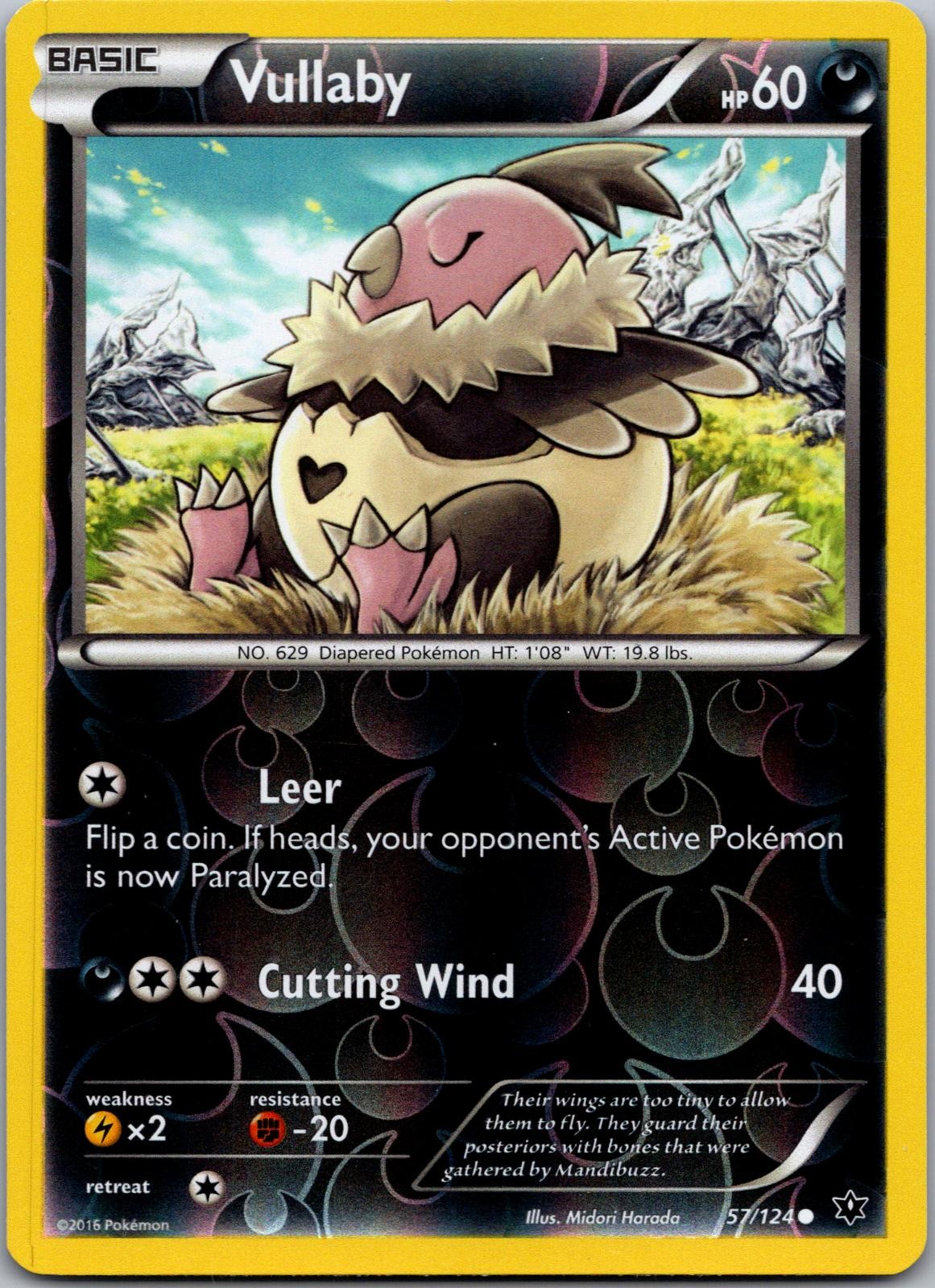 POKEMON VULLABY 57/124 COMMON REVERSE HOLO FATES COLLIDE NM/M