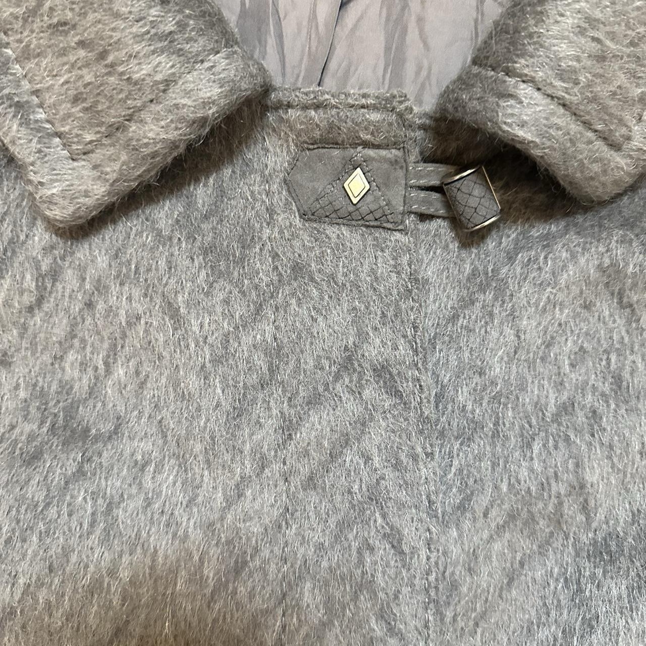 Vintage Llama & Merino Wool Grey Long Button Up Overcoat Size 16/18 UK image 6