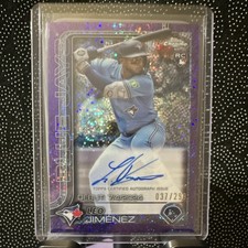 2025 Topps Chrome Rookie Auto Leo Jimenez Purple Speckle #RA-LJI /299 Blue Jays
