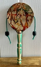 Hand Made Damaru / Tibetan Ritual / Hand Rattle Monkey Drum Percussion 9”