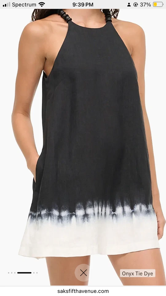 Nuevo con etiquetas STAUD $325 Cabo Dip-Dyed Lino Línea A Minivestido Talla L Foto 2 de 4