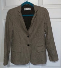 Vintage MAXMARA Virgin Wool Brown Tweed Blazer Made In Italy 8 Old Money