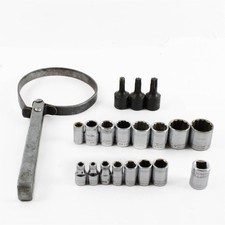 Lot Of 20 Various Hand Tools 16 Sockets Oil Filter Wrench 3 Torx Bits Lot Of 20 Various Hand Tools 16 Sockets Oil Filter Wrench 3 Torx Bits