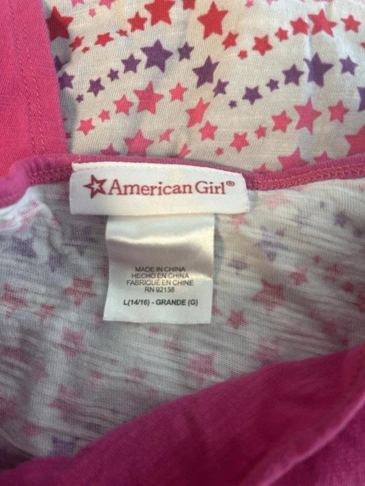 Girls American Girl 3/4 Sleeve Star Logo Pink With Back Cut Out Detail Large - Image 3 of 3