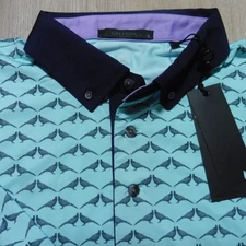 GREYSON Mens S SMALL POLO SHIRT SIAMESE TURTLE DOVE SKYSTONE AQUA GOLF