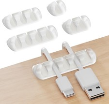 Adhesive Cable Organizer 5 Pack Transparent Desk Cord Holders