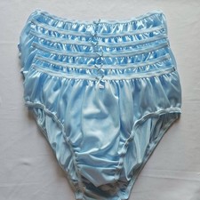 6pcs Plus Bikini Underwear Woman Nylon Panties Mid-Waist Soft Briefs /Blue/3XL