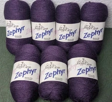 JaggerSpun Zephyr 50%Merino/50% Silk Lace Weight Yarn Plum Lot Of 7