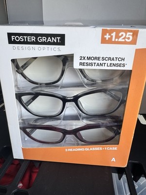 Foster Grant Design Optics +1.25 Reading Glasses 3pack Style A