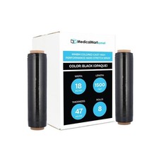 8 Rolls Cast Narrow Banding Stretch Wrap Shrink Film 18" x 1500' 47 Gauge Black