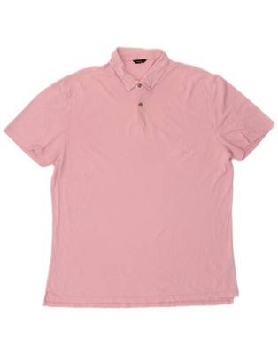 Massimo Dutti Mens Polo Shirt 2XL Pink Cotton AR23