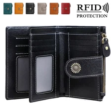 Women Small Leather Wallet RFID Blocking Credit Card Holder Mini Bifold Purse 