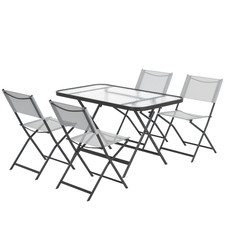 Outsunny Set Tavolo e Sedie da Giardino 5 Pezzi per Terrazza Balcone, Grigio