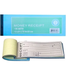 Rent Receipt Book 2-Part Carbonless 50 Sets Sales Order Money Record