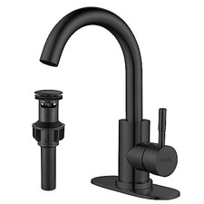 Bathroom Sink Faucet Single Hole, Modern Single Handle With drain Matte Black