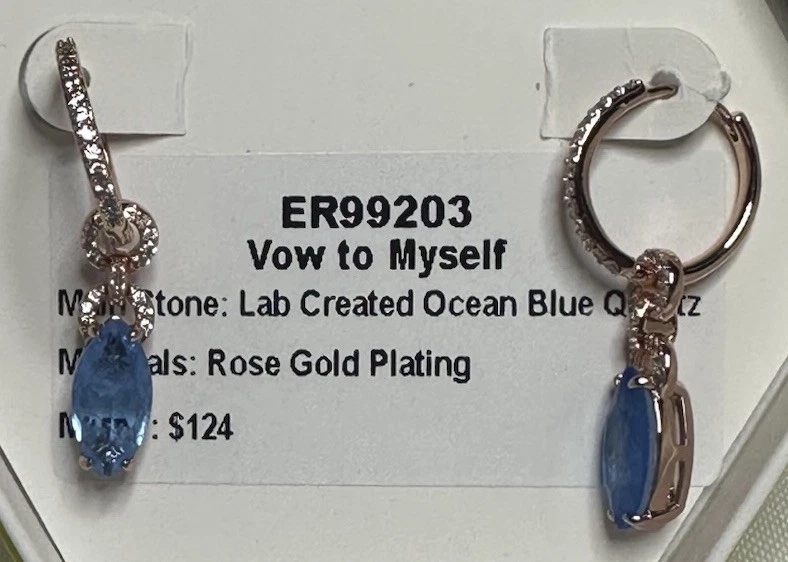 Bomb Party ER99203 Vow To Myself Earrings LC Ocean Blue Quartz Rose Gold - Image 2 of 2