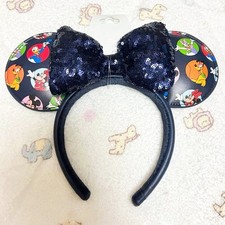 Disney Parks Navy Blue Mickey and Friends Sequined Bow Minnie Ear Headband US