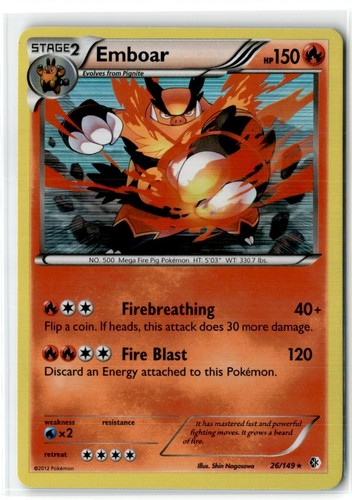 2012 Pokemon Boundaries Crossed Emboar Holo Rare #26/149