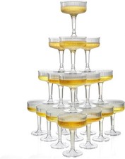 Goodluck 4-Tier Champagne Tower - 20PCS 7oz Clear Plastic Flutes Wedding Party