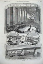 Old Antique Print 1859 Funeral Robert Stephenson Nave Westminster Abbey 19th