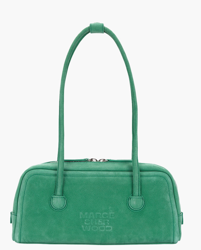MARGE SHERWOOD SOFT BAGUETTE BAG winter green nubuck Handbag