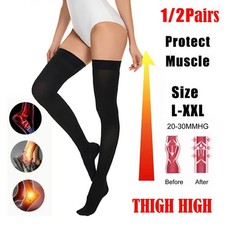 20-30 mmHg COMPRESSION STOCKINGS THIGH HIGH OPEN TOE SOCKS VARICOSE VEINS
