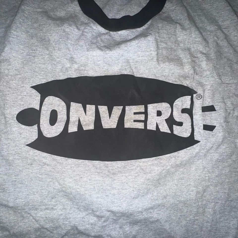 复古 90 年代匡威 All Star Ringer T 恤灰色黑色冲浪板标志美国 XL — 第 2/4 张图片