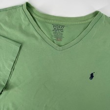 Polo Ralph Lauren Mens XL Green V-Neck T-Shirt Short Sleeve Cotton Pony Logo
