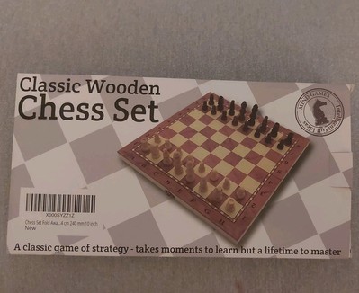 Klassisches Schachspiel aus Holz (9,5 x 9,5 Zoll) plus Backgammon ideal für Zuhause/Reisen