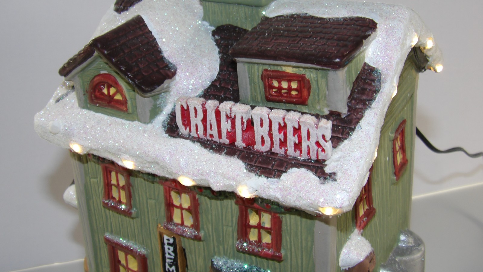Ceramic Christmas Village Brewery with Custom Xmas Lights