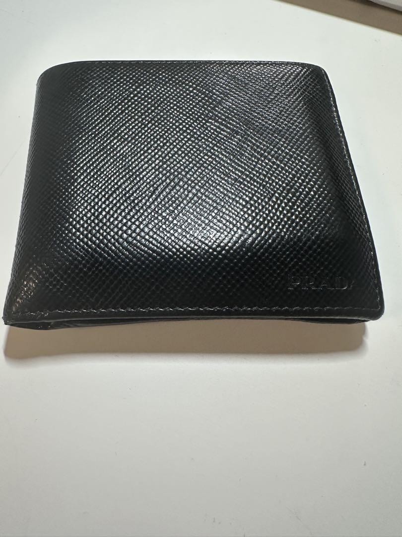 Prada Black Leather Bi-Fold Wallet for Men