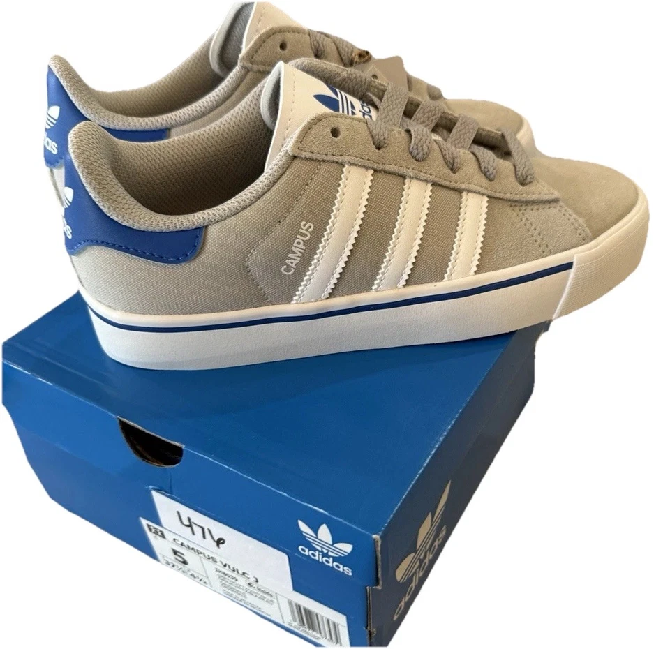 Talla 5 Adidas Campus Vulc J en el "Gris Dos / Blanco Nube / Azul" IH8039 Foto 2 de 4