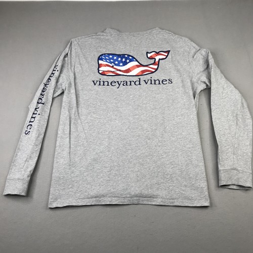 Vineyard Vines Shirt Herren XL Langarm American Flag Whale Pocket Tee