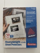 Vintage Avery 74106 Heavyweight Sheet Protectors Diamond Clear 50 Pk USA Made