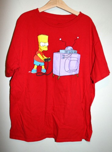 Boys The Simpsons Bart Playing Video Games TV Graphic T-Shirt Red XXL 12 - Picture 1 of 3