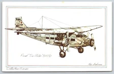 Ford Tri-Motor Airplane ROY ANDERSON ART Postcard