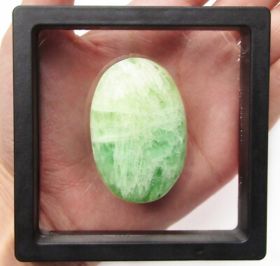 Fluorite palm stone green gemstone mineral Madagascar FRAMED