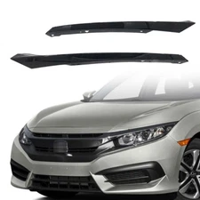 Fits For 2016 2017 2018 Honda Civic Front Black Headlights Eyelid Molding Pair