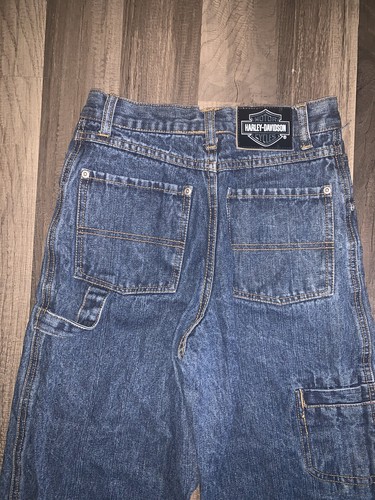 Boys Harley Davidson Carpenter Jeans Sz 12 Blue EUC - Picture 2 of 8