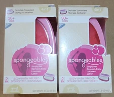 Spongeables spiced Vanilla Body Wash Infused Sponge With Container New pack of 2