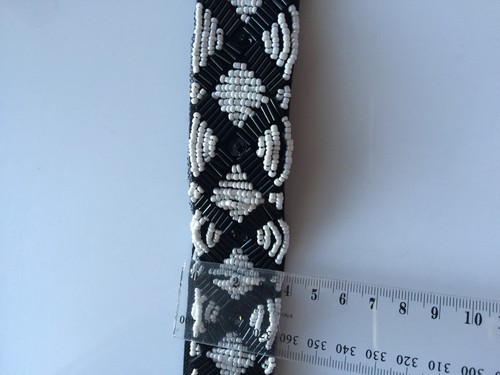 NEW Lady Narrow Pearl Beads sequined Black Elastic Bride Party Waist band Belt - Picture 7 of 11
