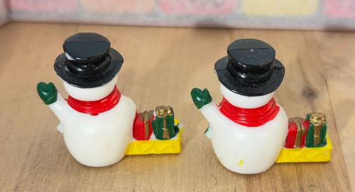 Vtg Set Miniature Snowmen and Houses, Christmas, Plastic, 1.5" - Picture 4 of 5