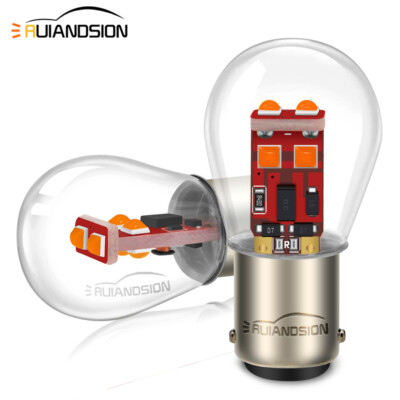 2pcs 12V BA15D 1076 1142 LED Car Caravan Boat Signal Light Bulb Red 1900k