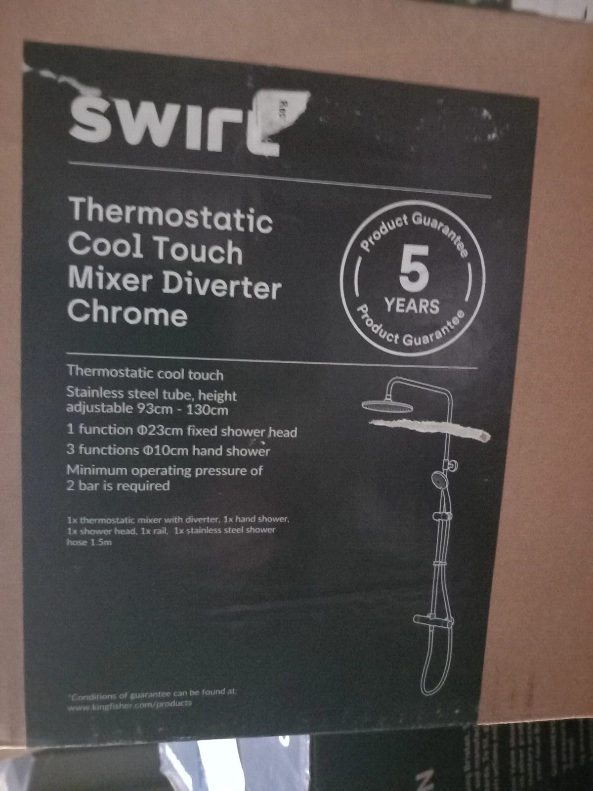 SWIRL COOLTOUCH HP REAR-FED EXPOSED CHROME THERMOSTATIC MIXER SHOWER