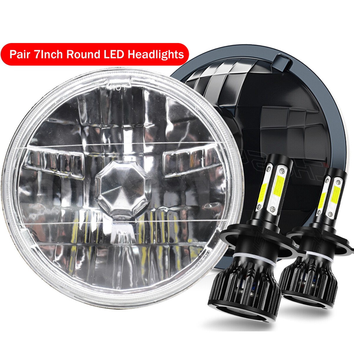 Angel Eye Jk Tj 200W Pour Jeep Wrangler TJ/JK - Angel Eye - IP67 - Compatible Moto Et Voiture Phares Led 7 Pouces