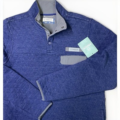 Magellan Jacket Mens Campfire Quilted Quarter Snap Pullover Outdoor SIZE M BLUE