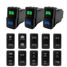 12V Dual Push Button Switch Green/Blue Led Light Bar For Toyota 4Runner Hilux