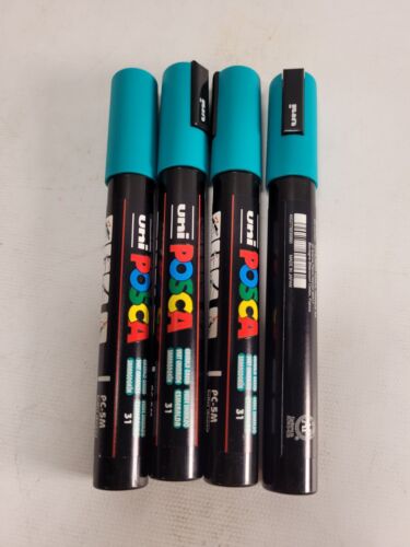 Posca Uni Paint Pens Markers PC-5M Bullet Shaped 31 Emerald Green 4 Pcs